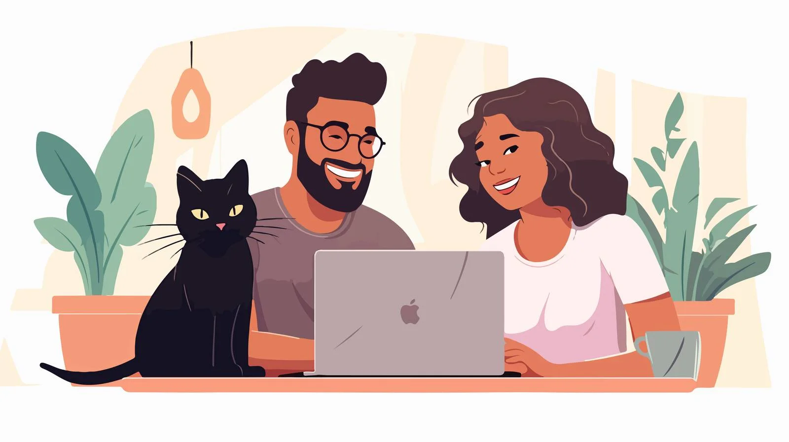 Joyful diverse couple conversing in online meeting – free conversing image from Dotvec