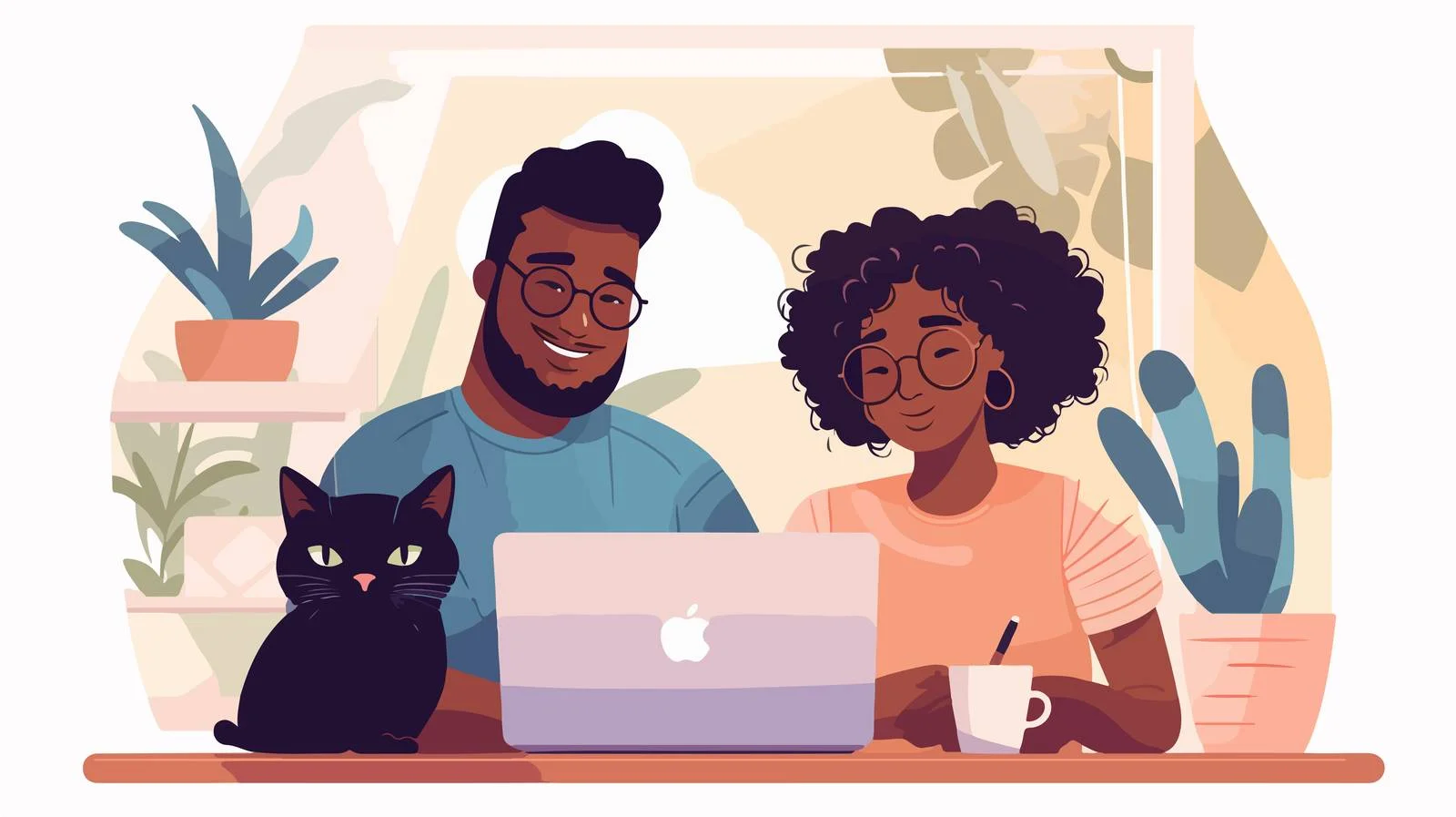 Cheerful diverse couple conversing on virtual call — free download from Dotvec