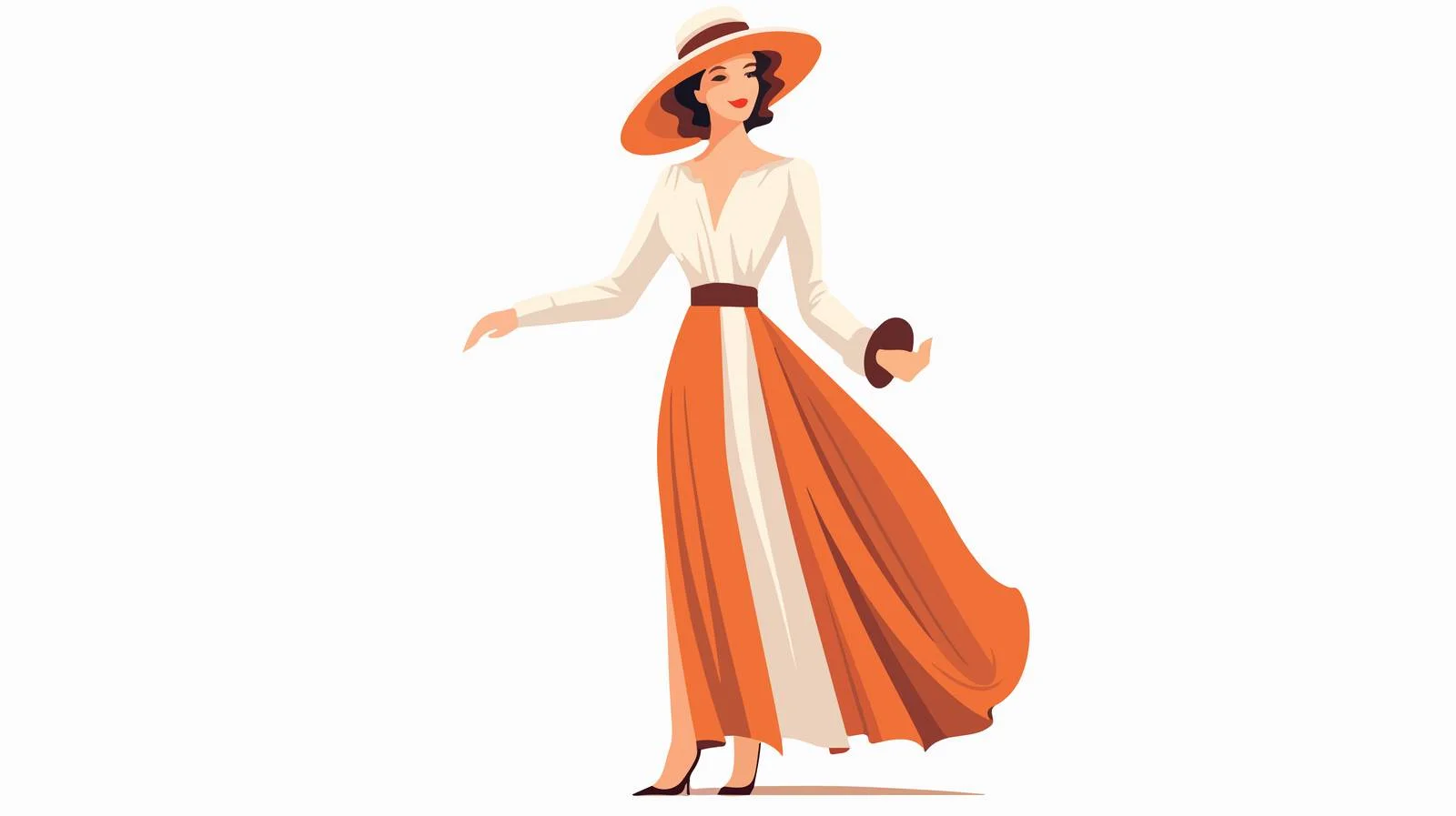 Chic Woman in Dress and Hat Outfit — free download from Dotvec