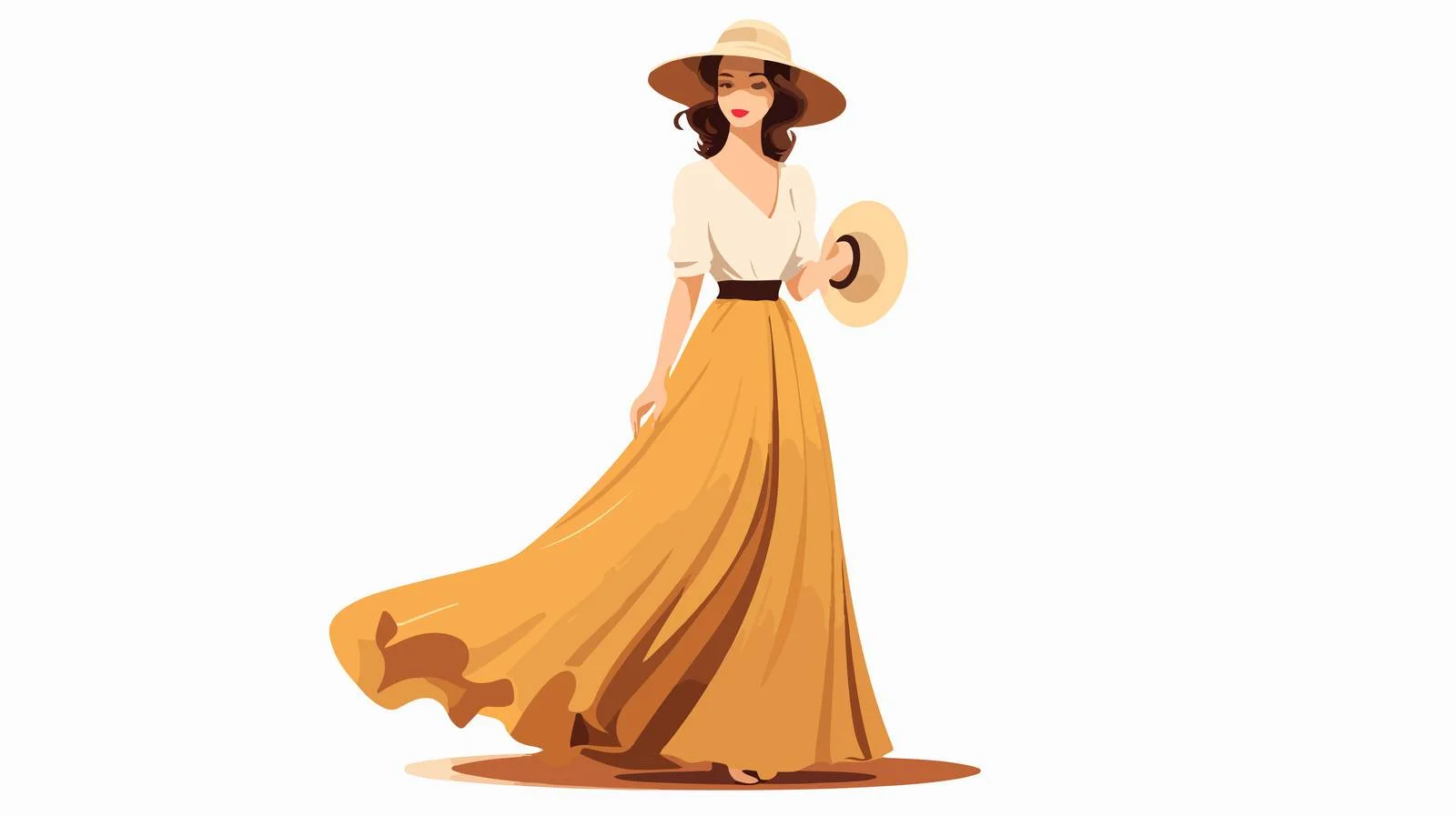 Elegant Lady Standing in Dress and Hat — free download from Dotvec