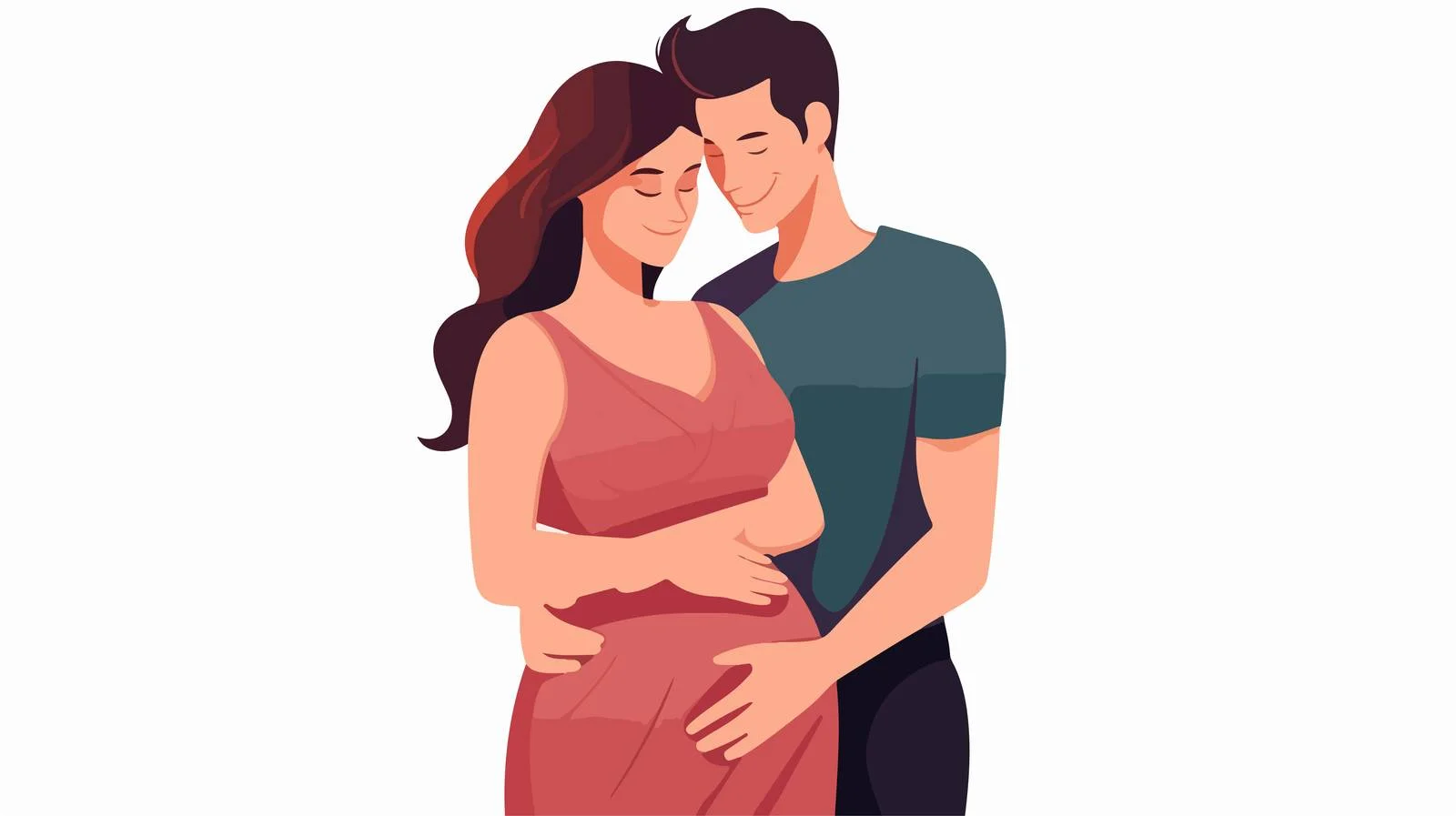 Happy pregnant couple embracing isolated on white — free download from Dotvec