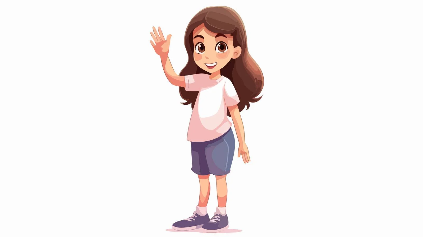 Cheerful girl waving and greeting joyfully — free download from Dotvec