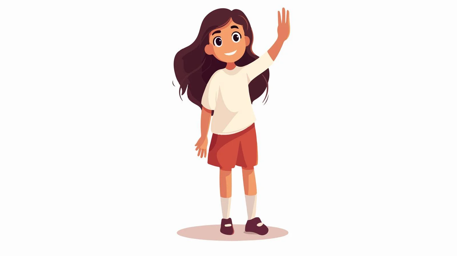 Cheerful girl waving and greeting warmly — free download from Dotvec