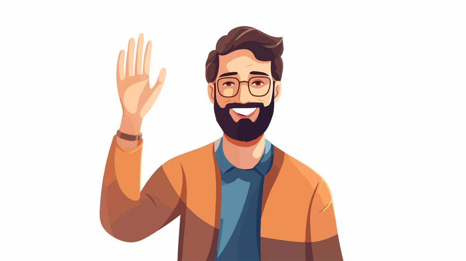 Friendly Man Waving and Greeting Happily — free download from Dotvec