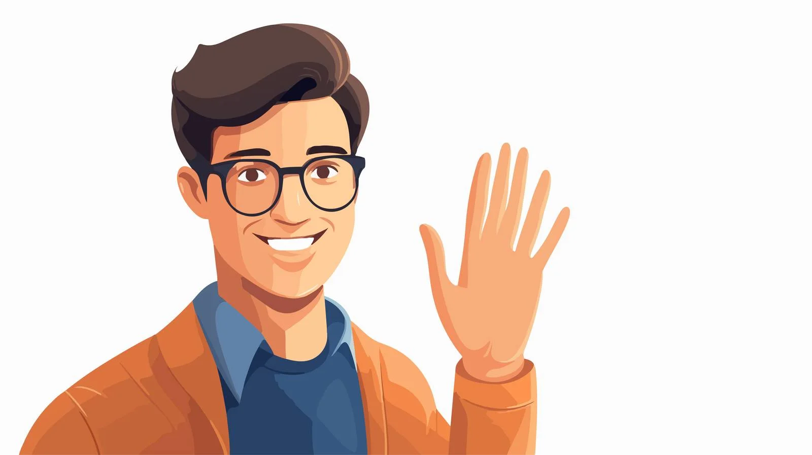 Friendly man in glasses greeting cheerfully — free download from Dotvec