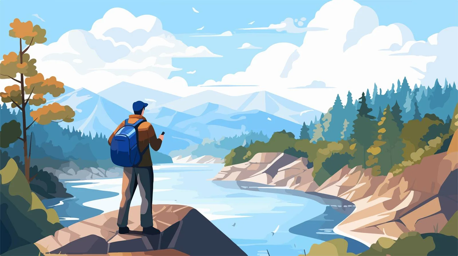 Happy man amid scenic nature view — free download from Dotvec