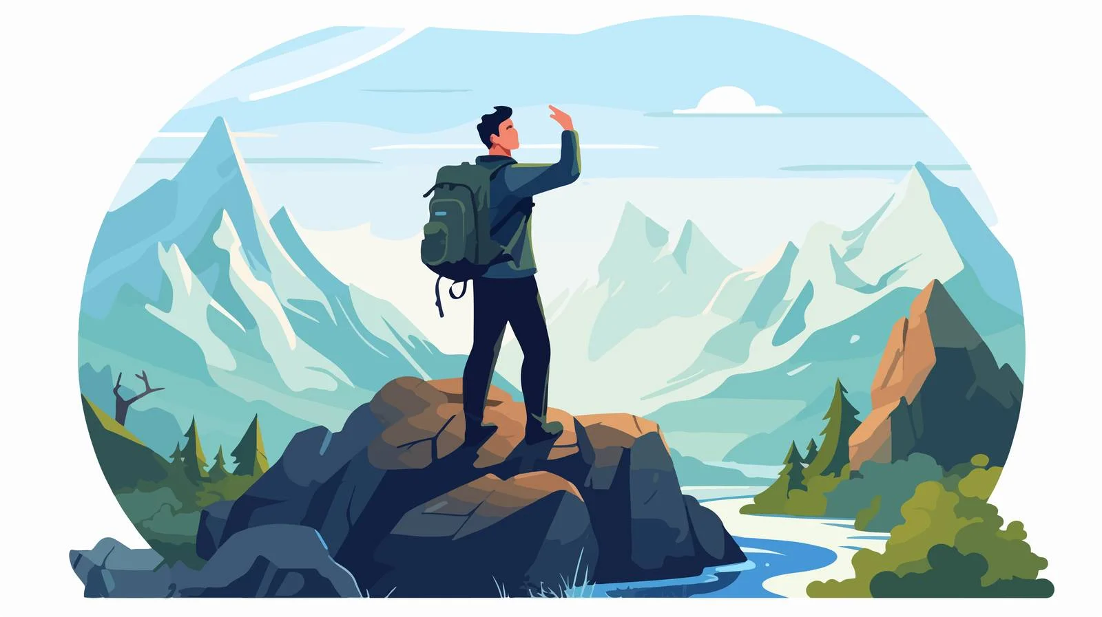 Joyful man in scenic nature illustration — free download from Dotvec
