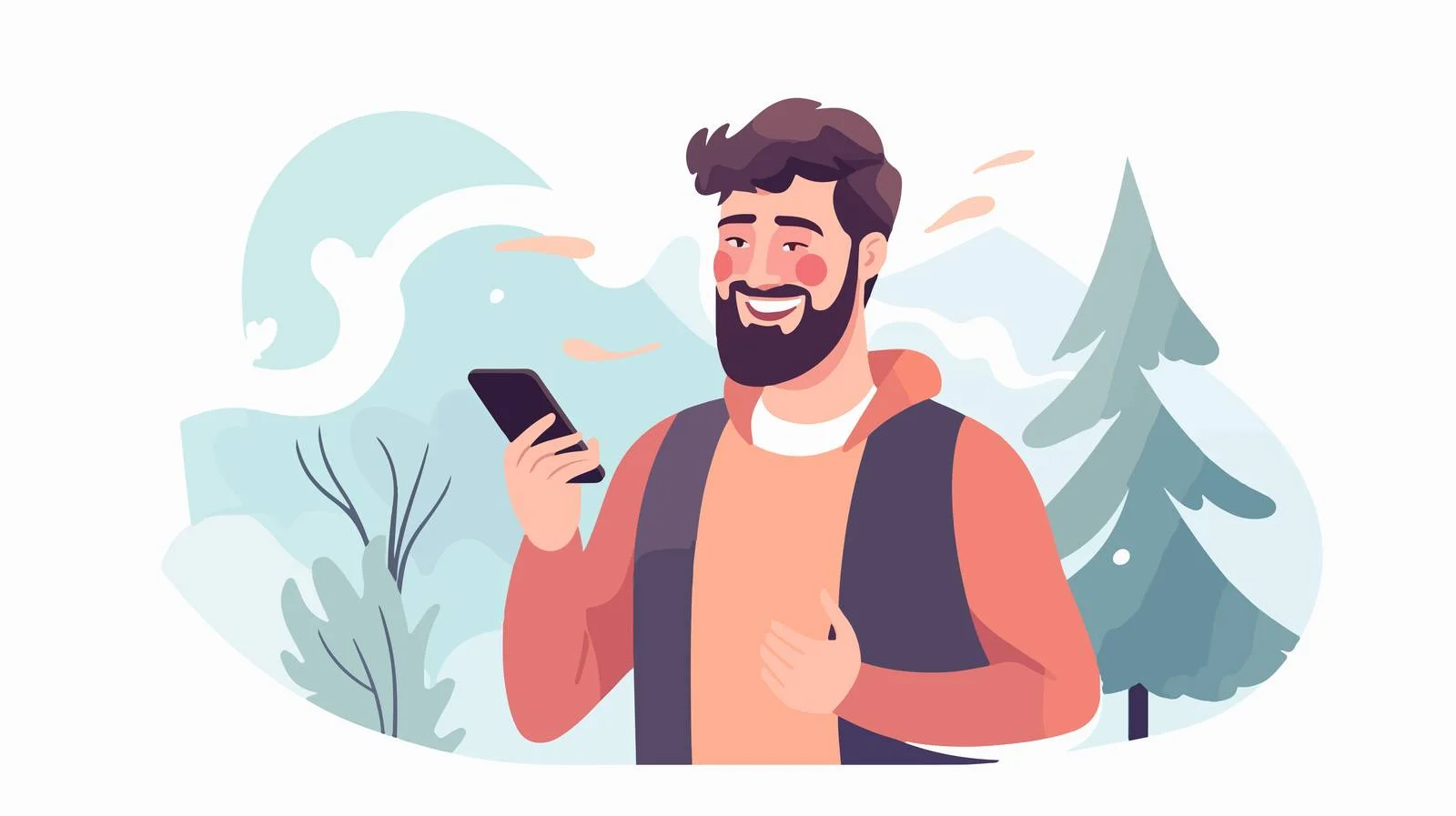 Happy man browsing web on smartphone — free download from Dotvec