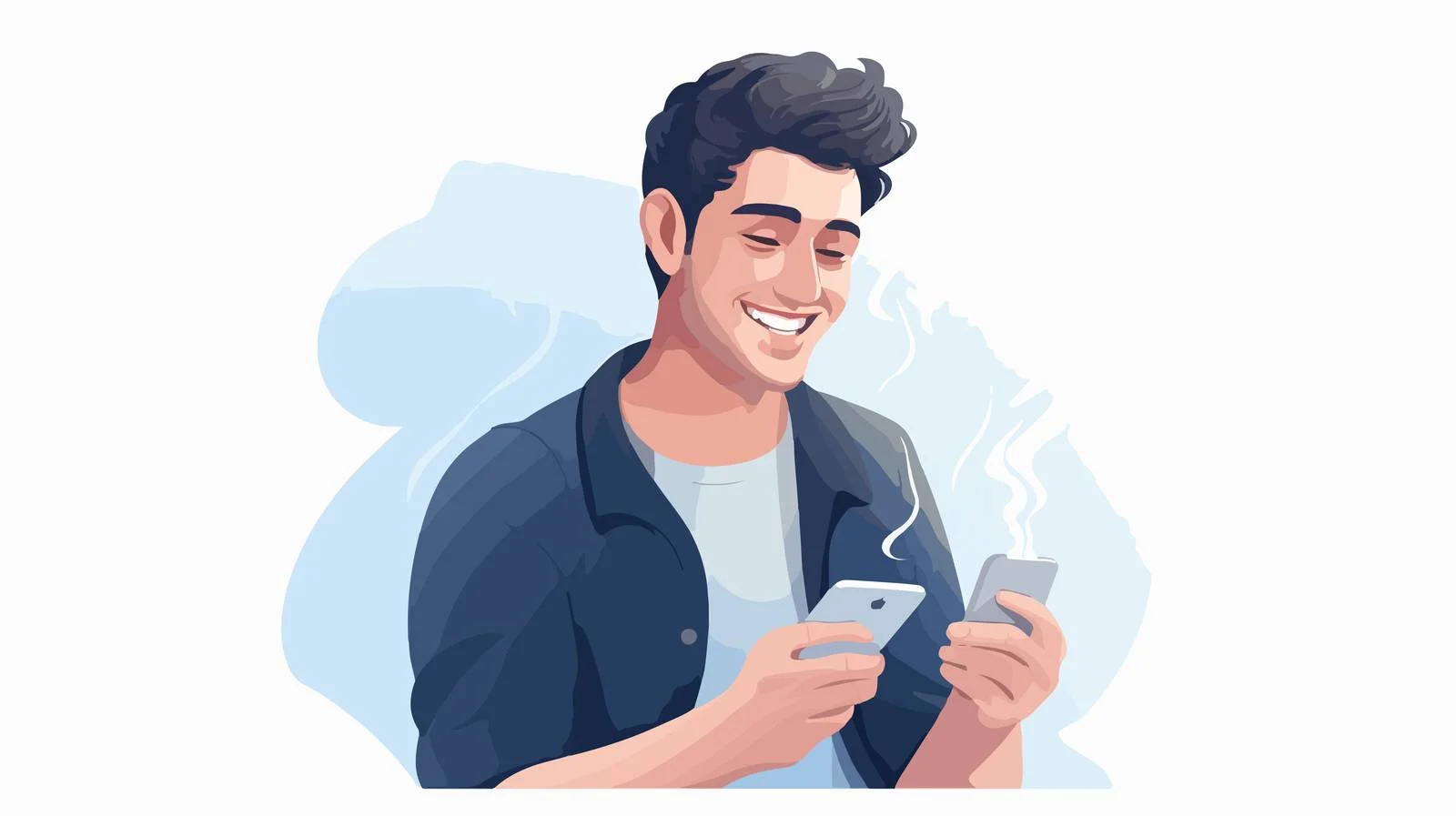 Happy man browsing on smartphone online — free download from Dotvec