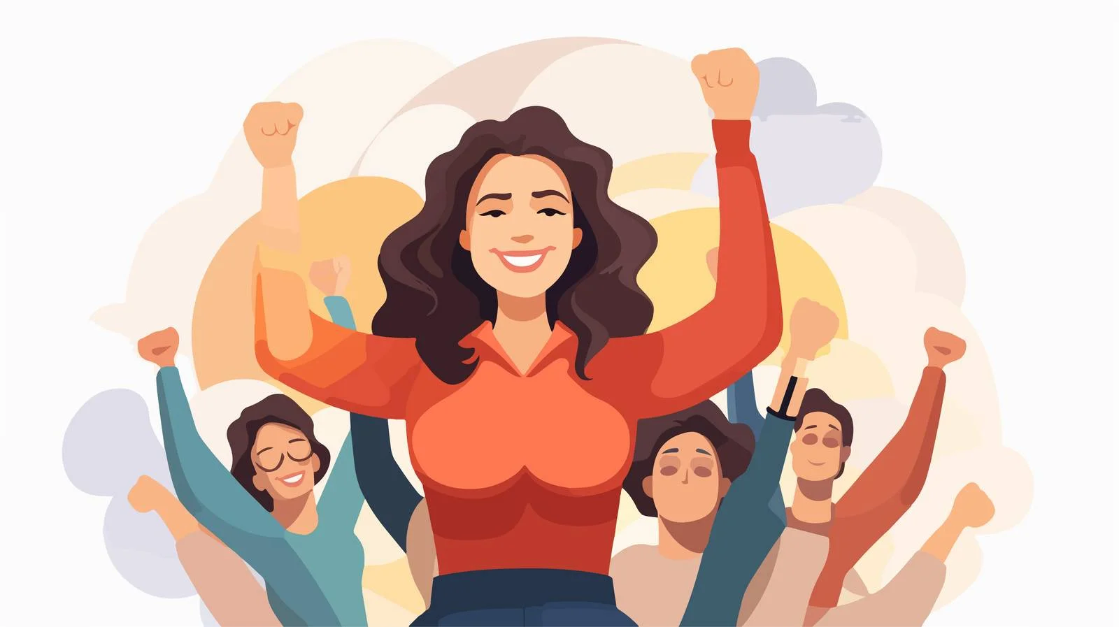 Joyful woman embraced by supportive hands — free download from Dotvec