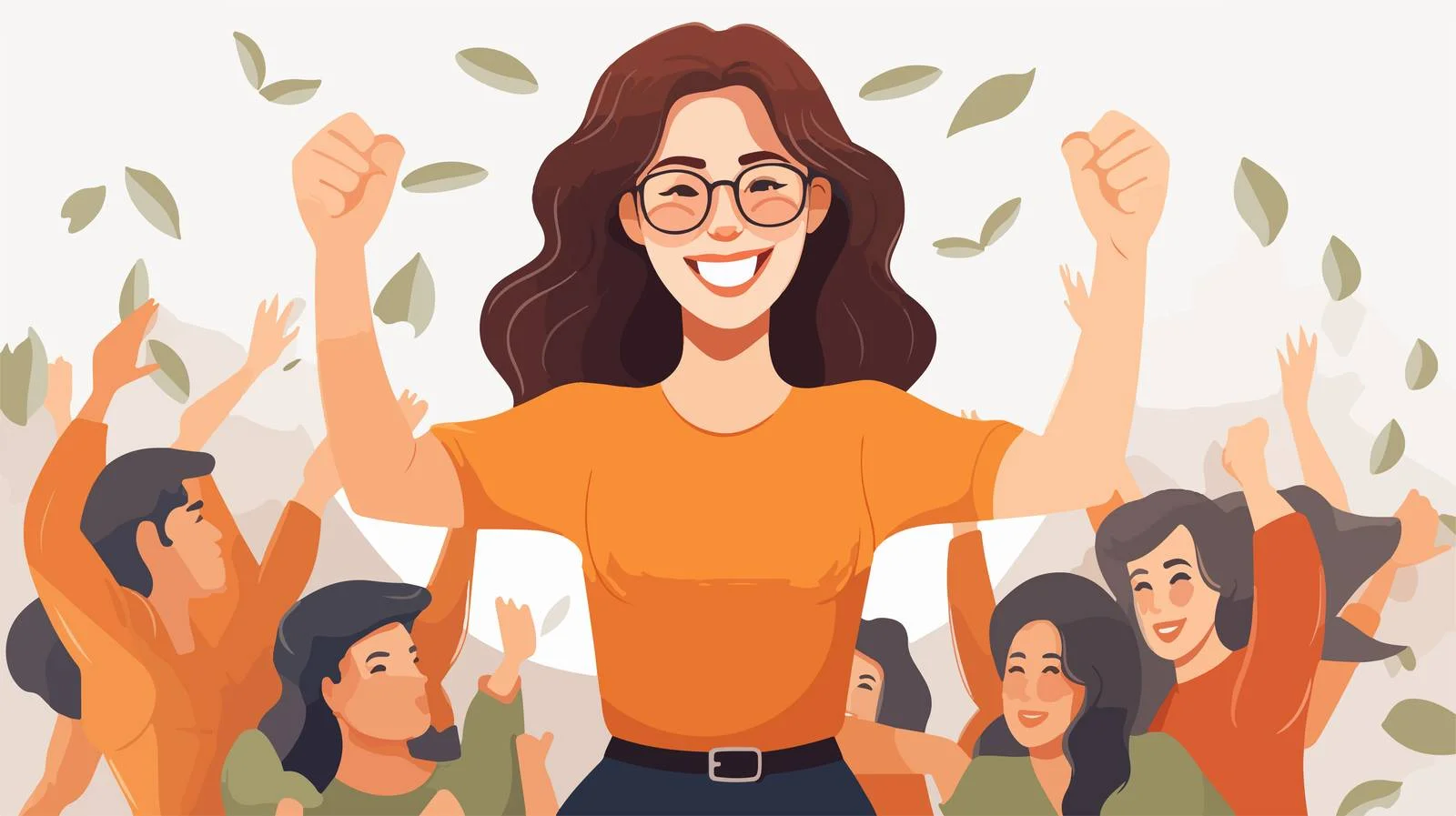 Joyful young lady embraced by hands — free download from Dotvec