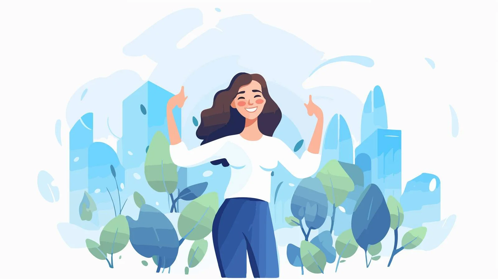 Joyful woman embraced by caring hands — free download from Dotvec