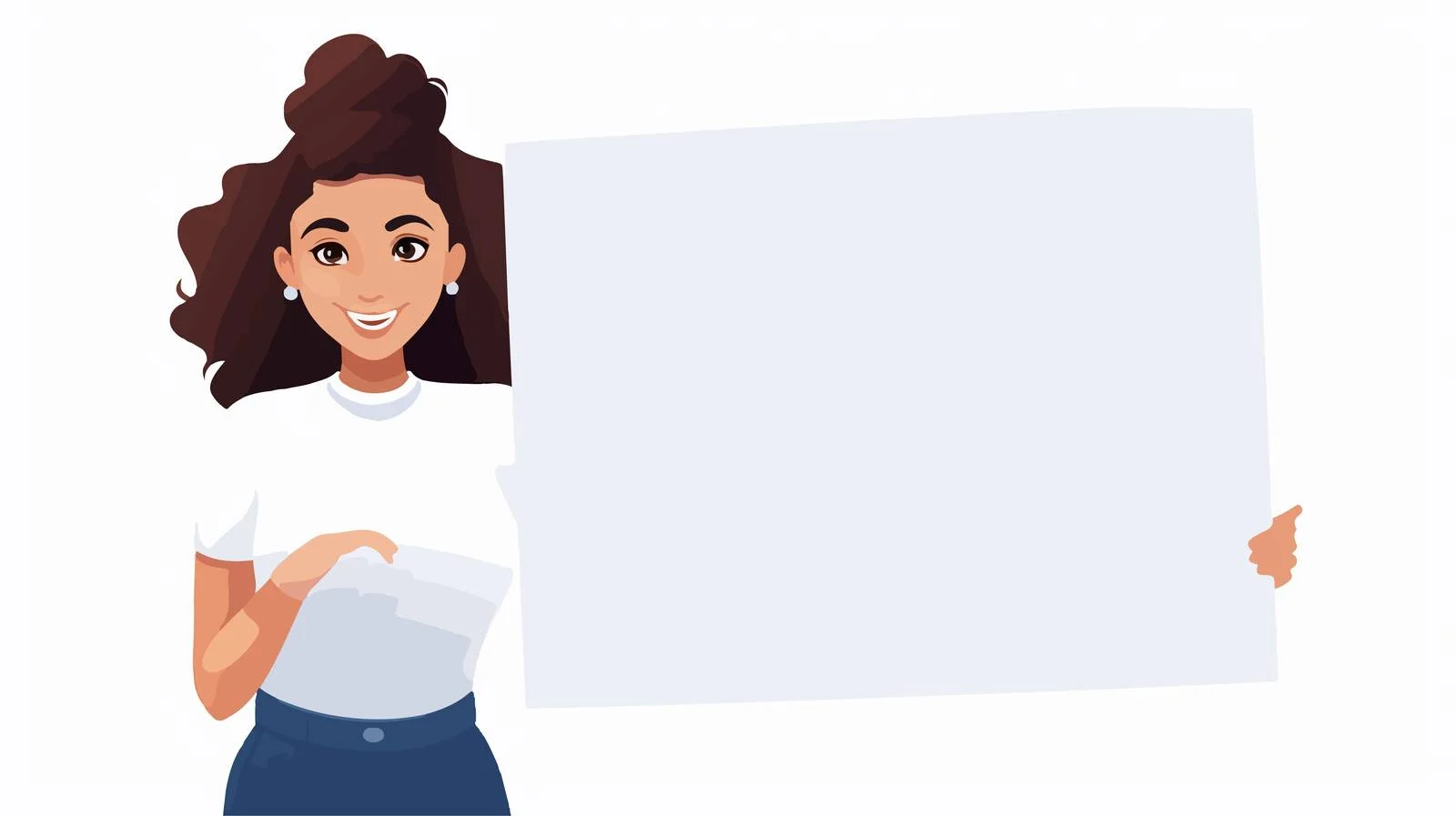 Joyful woman holds blank protest sign — free download from Dotvec