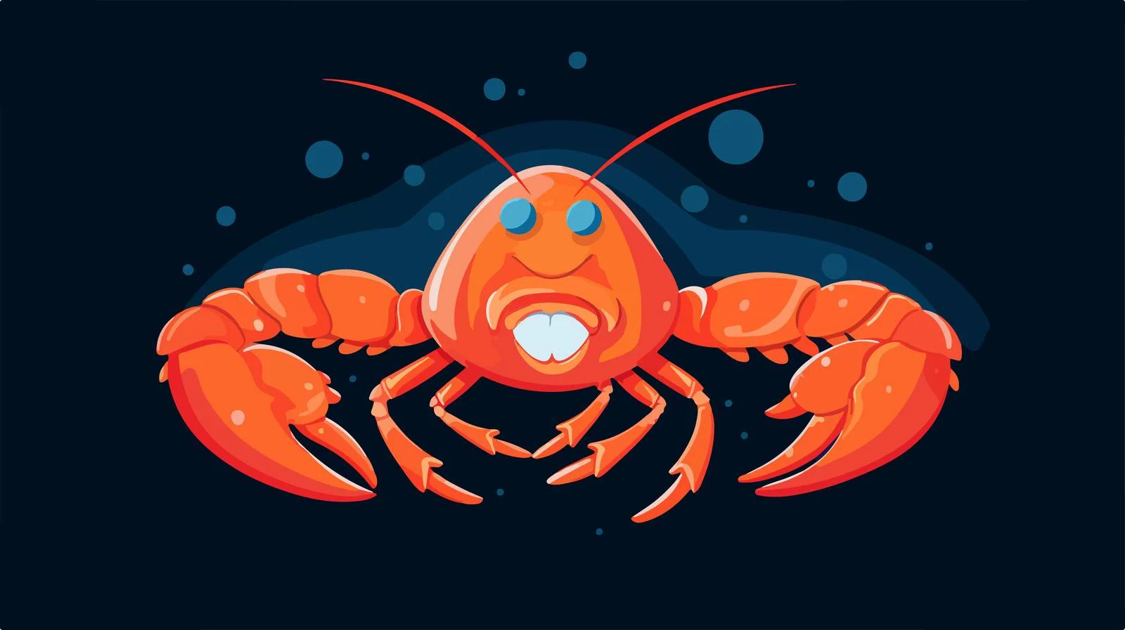 Cheerful lobster on dark backdrop — free download from Dotvec