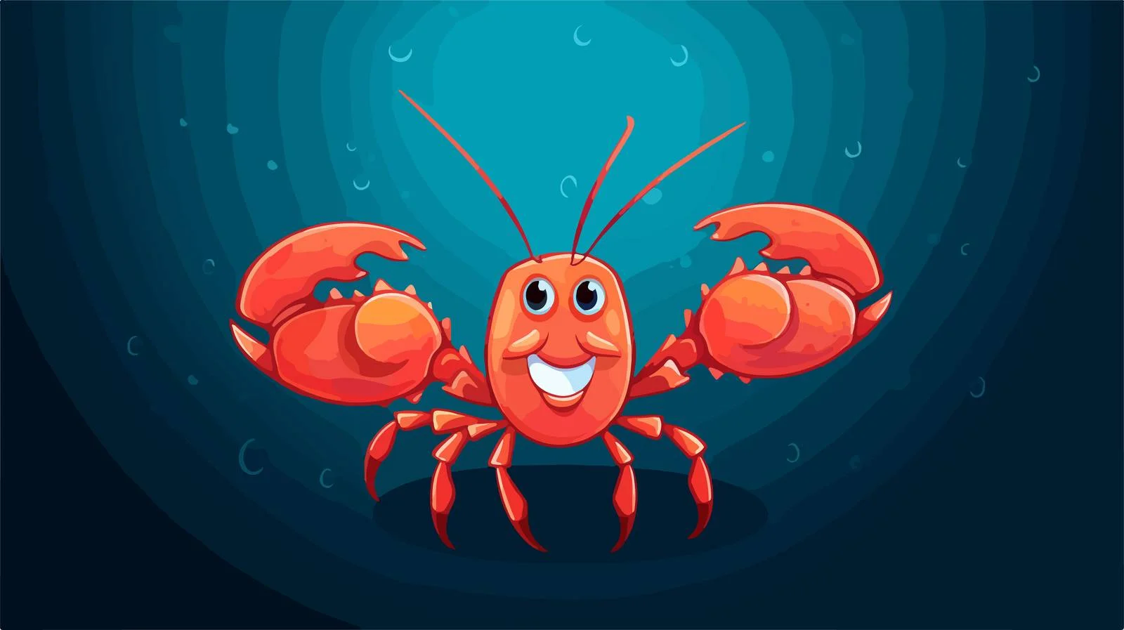 Cheerful lobster on dark backdrop. Delightful mood — free download from Dotvec