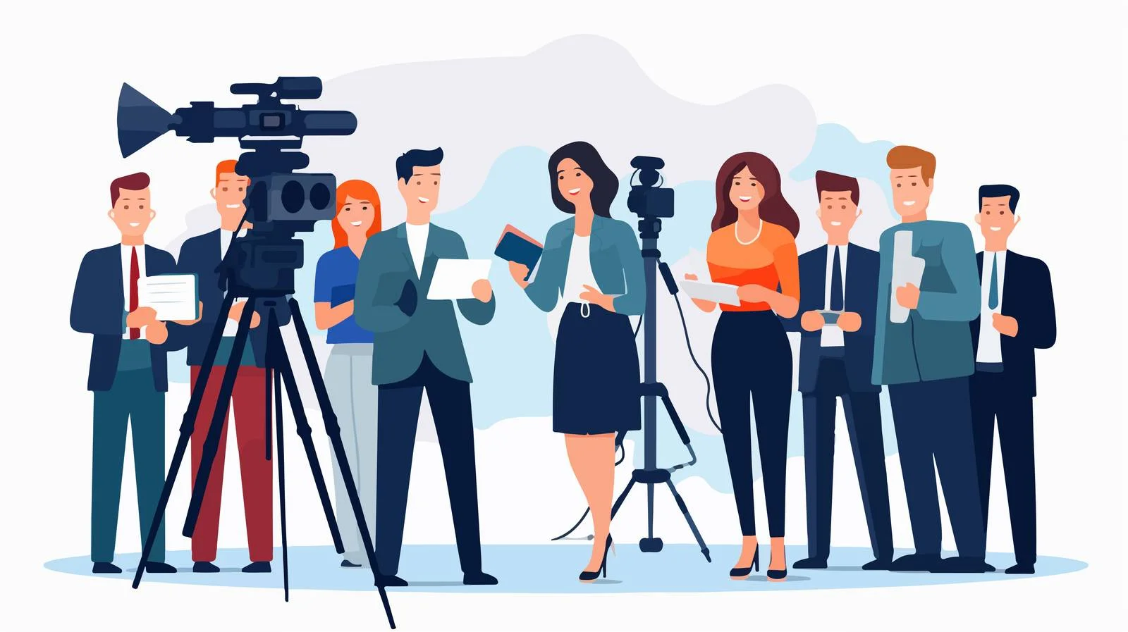 Professional Male and Female News Presenters Smiling — free download from Dotvec