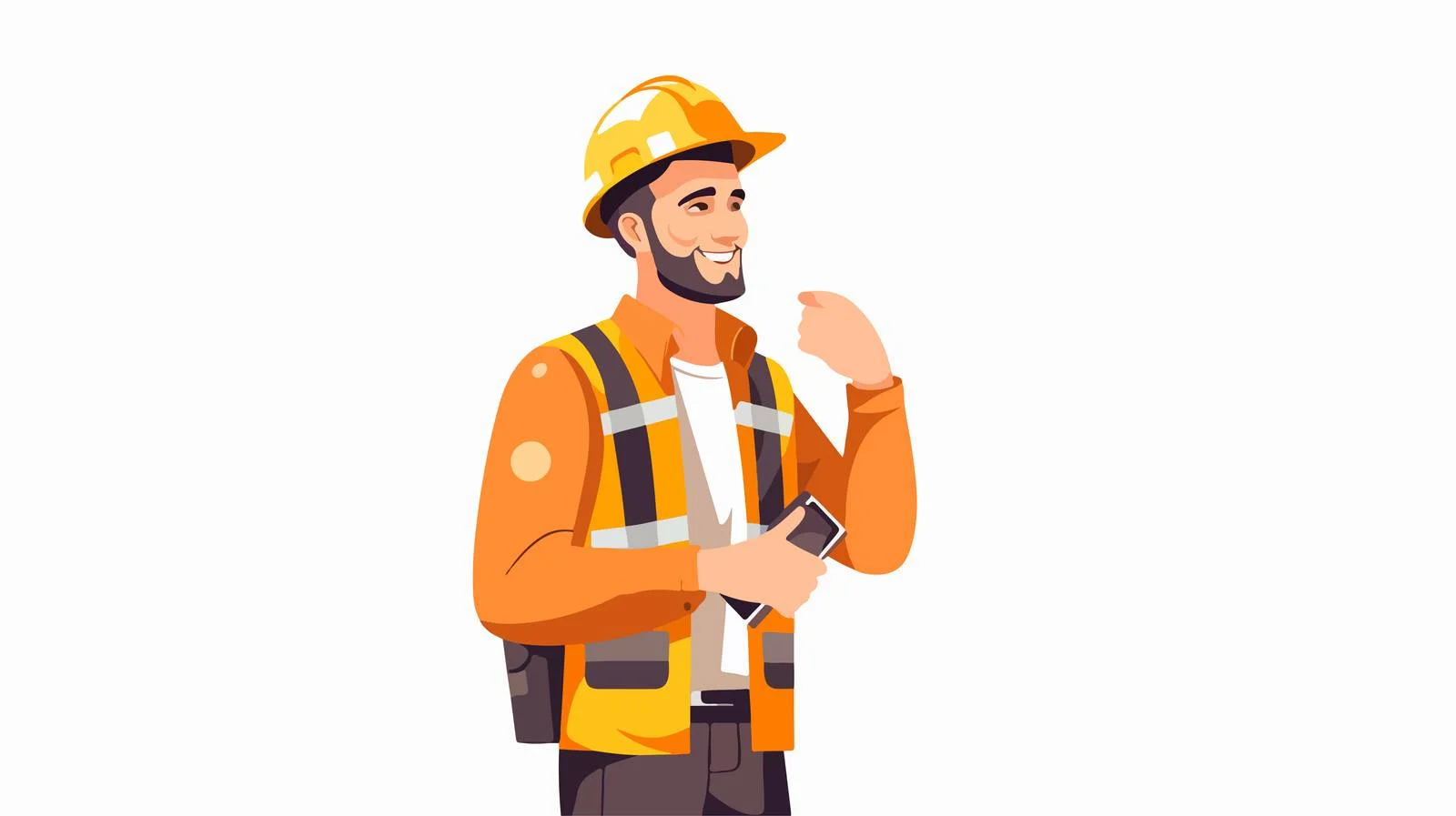 Cheerful construction worker in uniform and helmet — free download from Dotvec