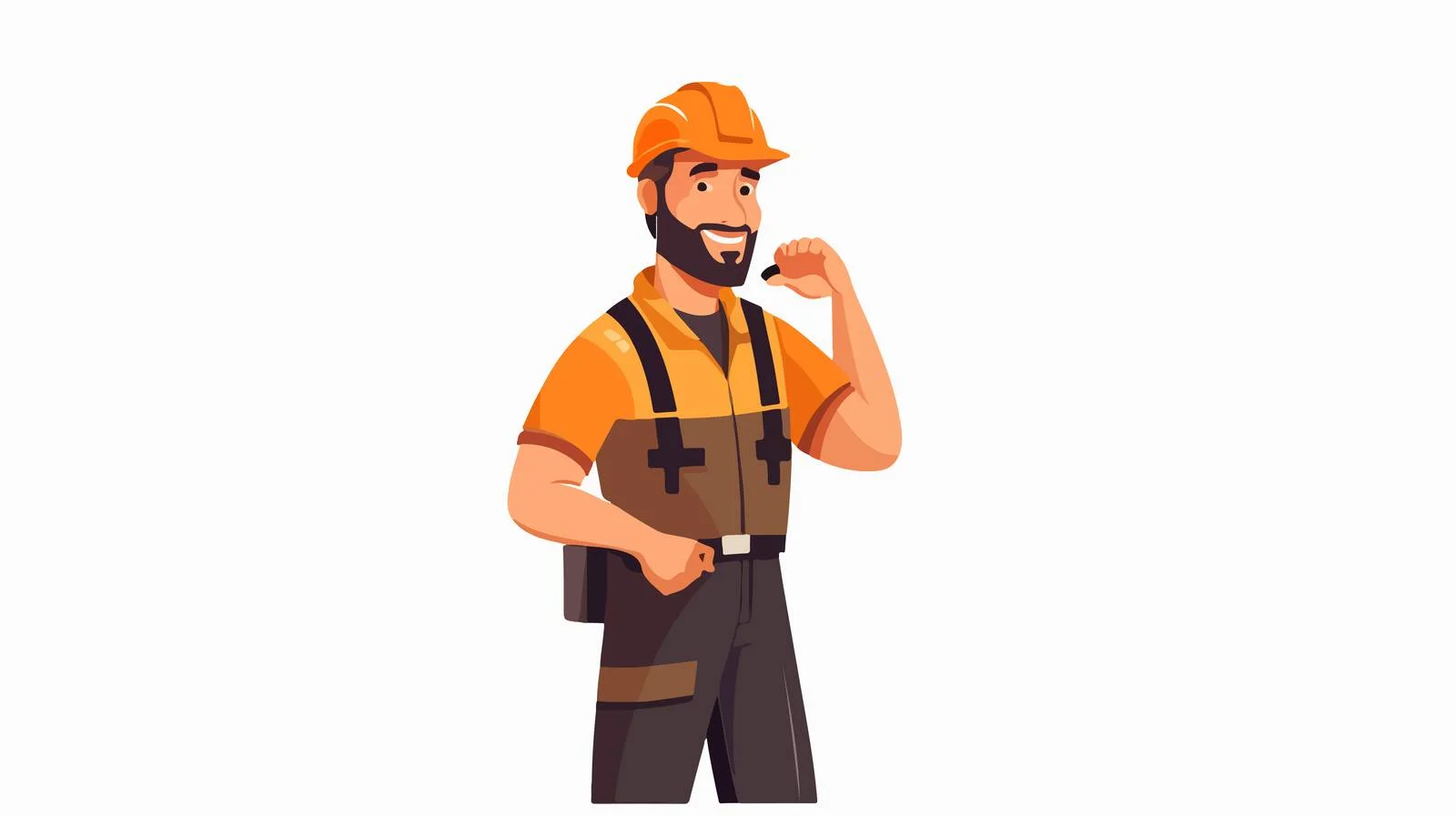 Joyful construction worker in uniform smiling — free download from Dotvec