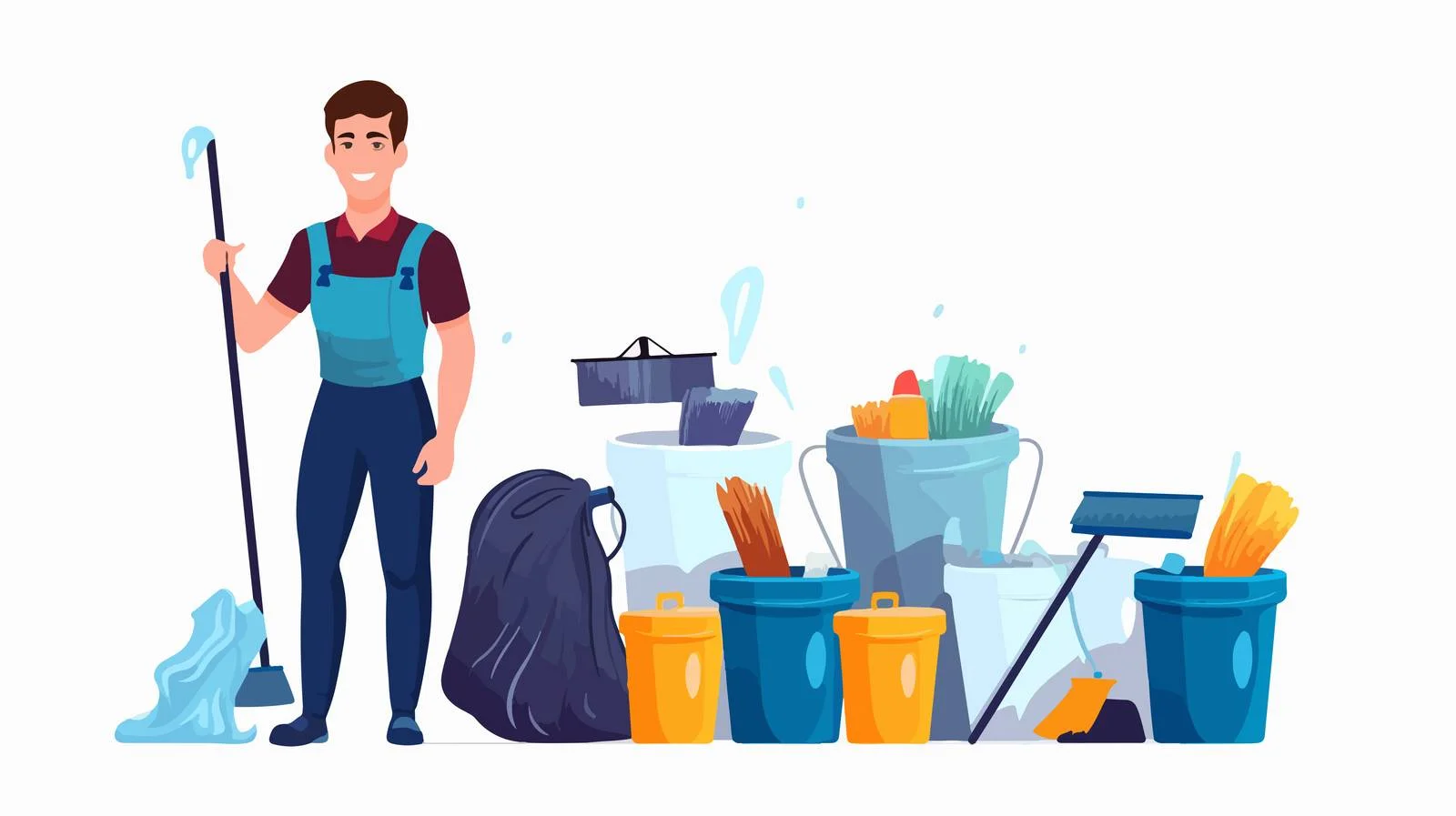 Happy Cleaner with Cleaning Tools — free download from Dotvec