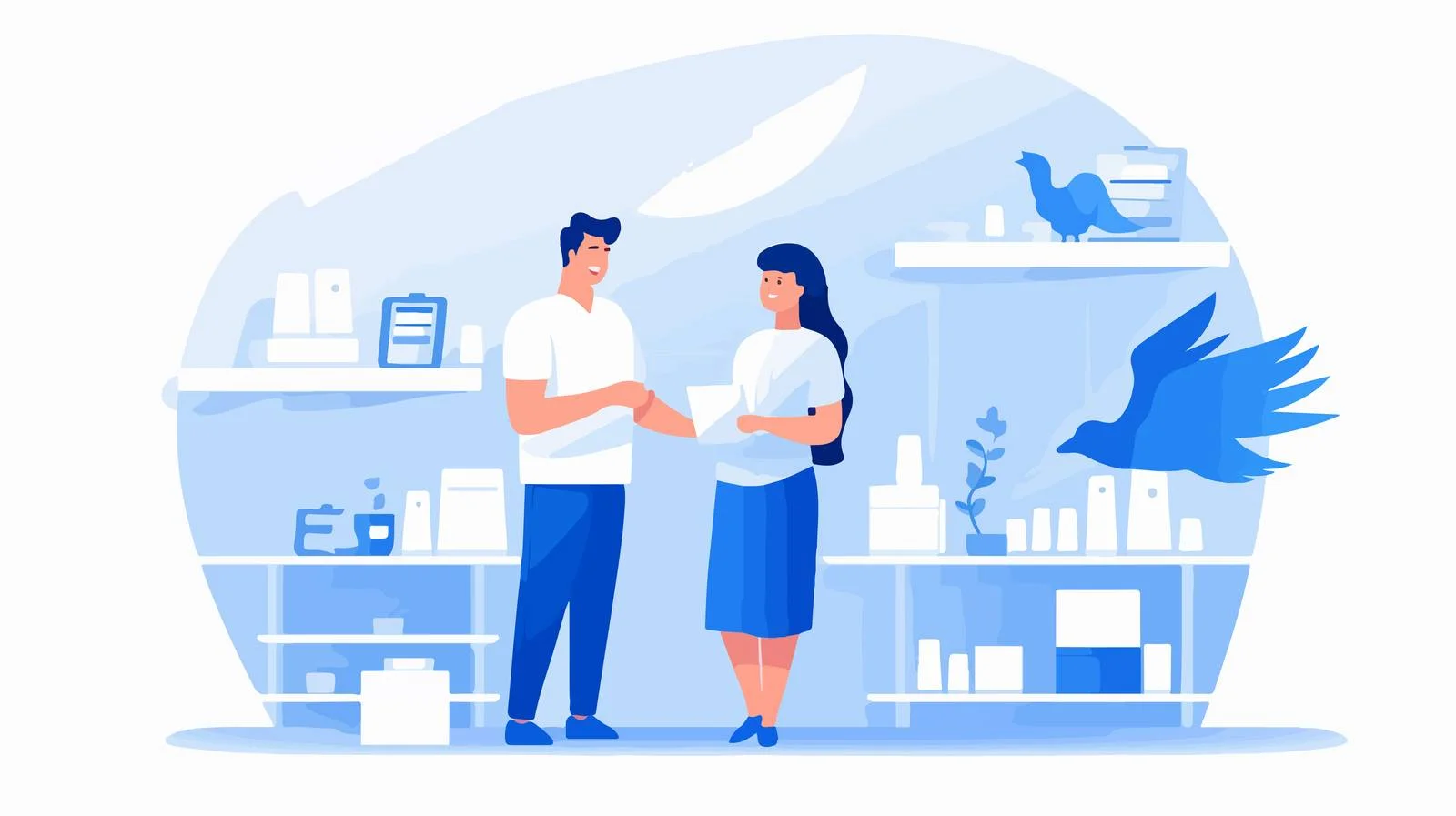 Professional Pharmacist Consults Woman Customer — free download from Dotvec