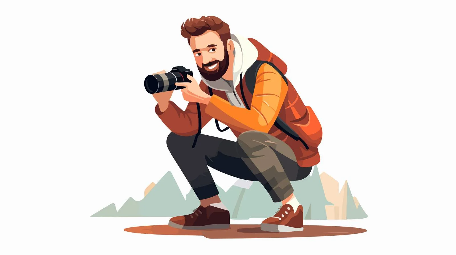 Cheerful male photographer poses outdoors — free download from Dotvec