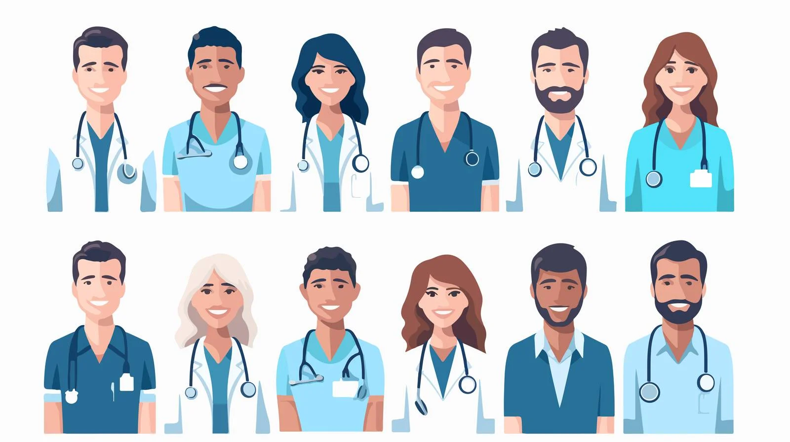 Friendly healthcare workers symbol on white background — free download from Dotvec