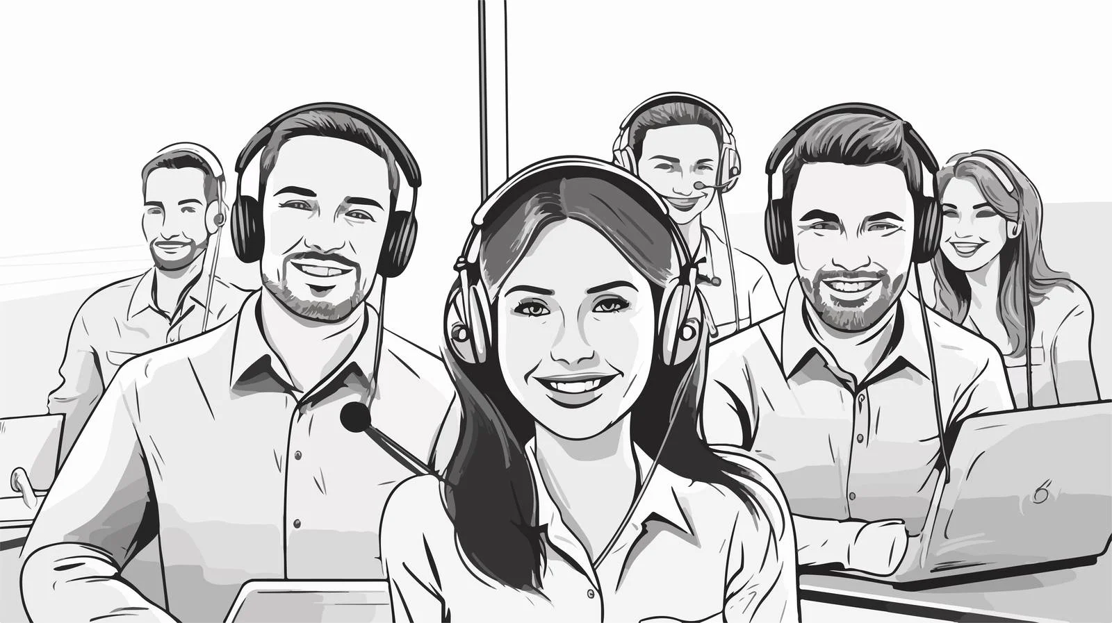 Joyful individuals in headphones with microphone — free download from Dotvec