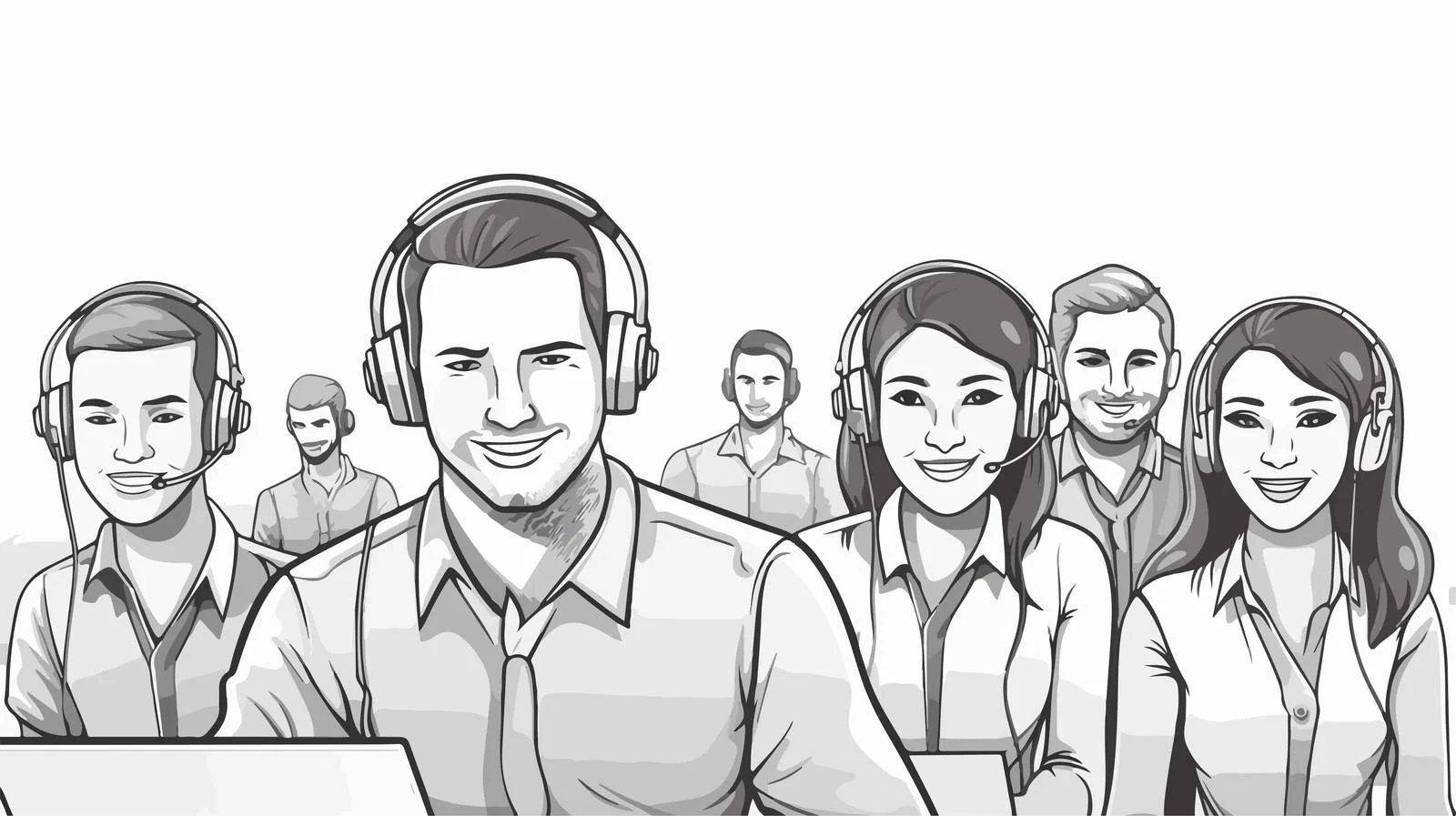 Joyful individuals in headphones with microphones — free download from Dotvec