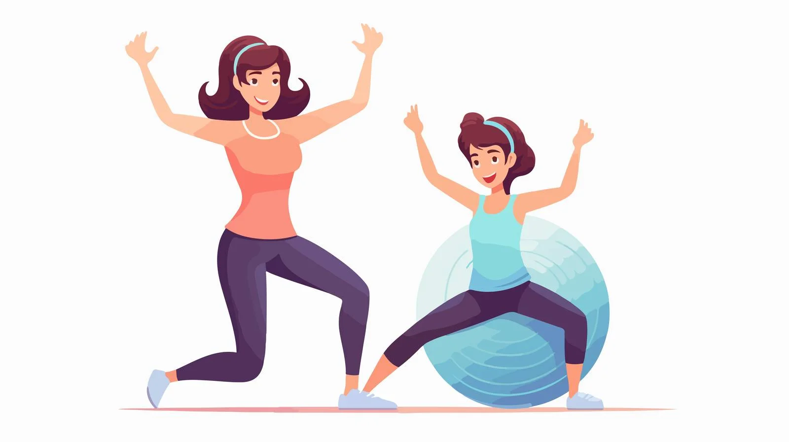 Joyful mother and daughter doing aerobics together — free download from Dotvec