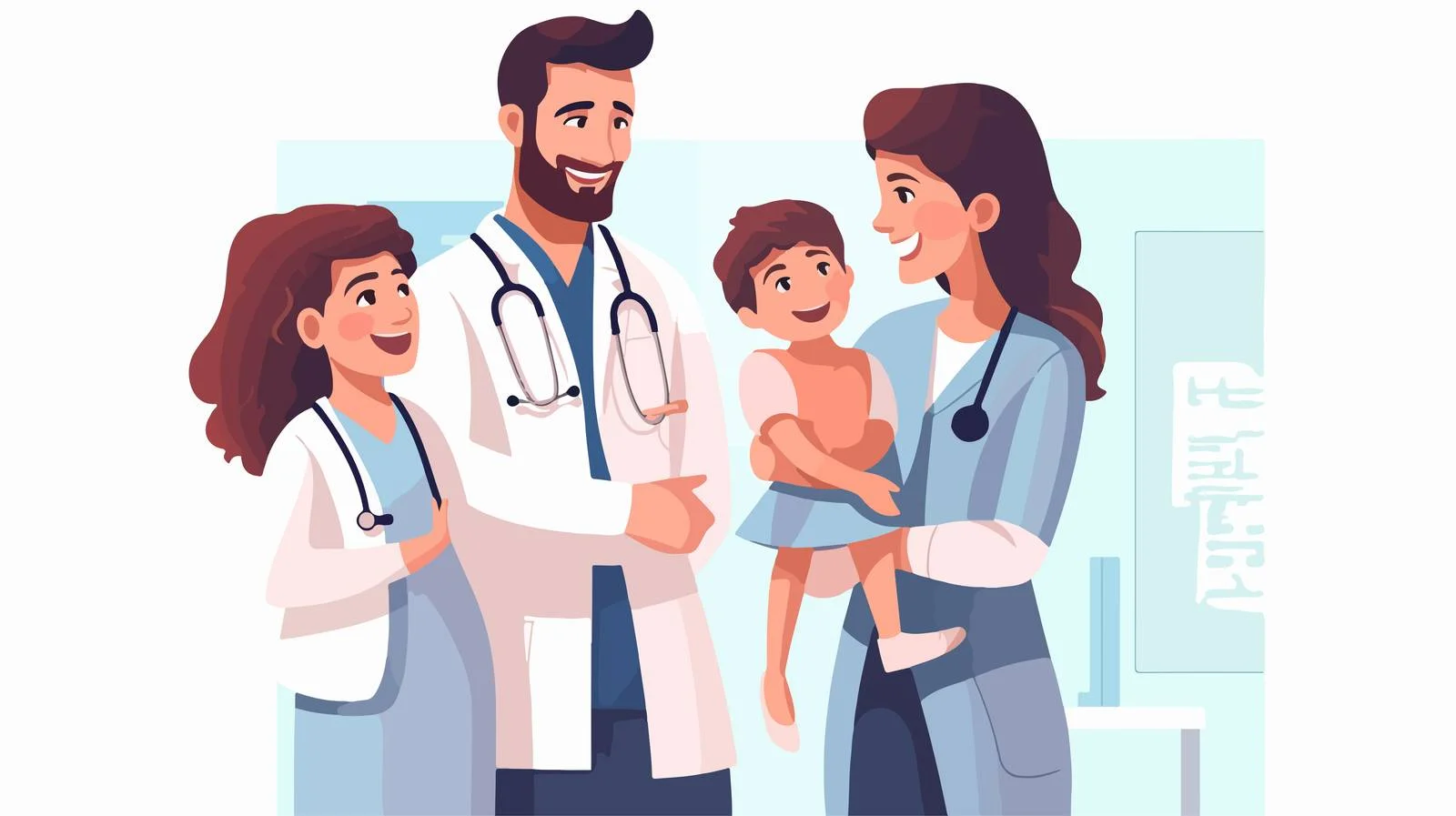 Joyful family visits healthcare provider together — free download from Dotvec