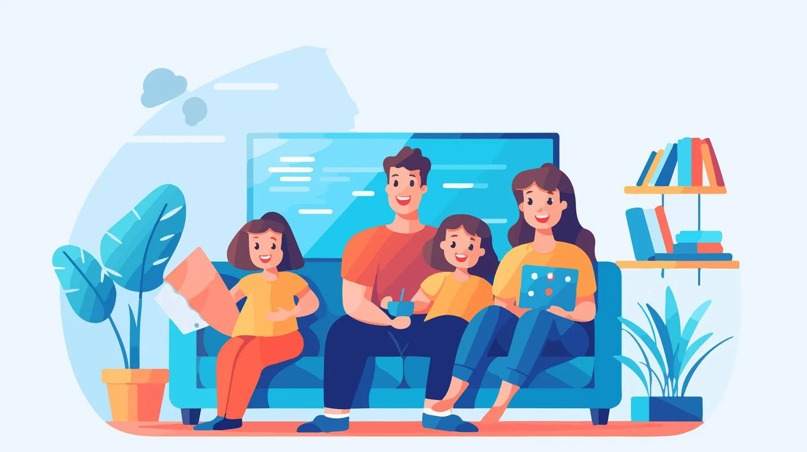 Happy Family Relaxing on Comfortable Sofa — free download from Dotvec