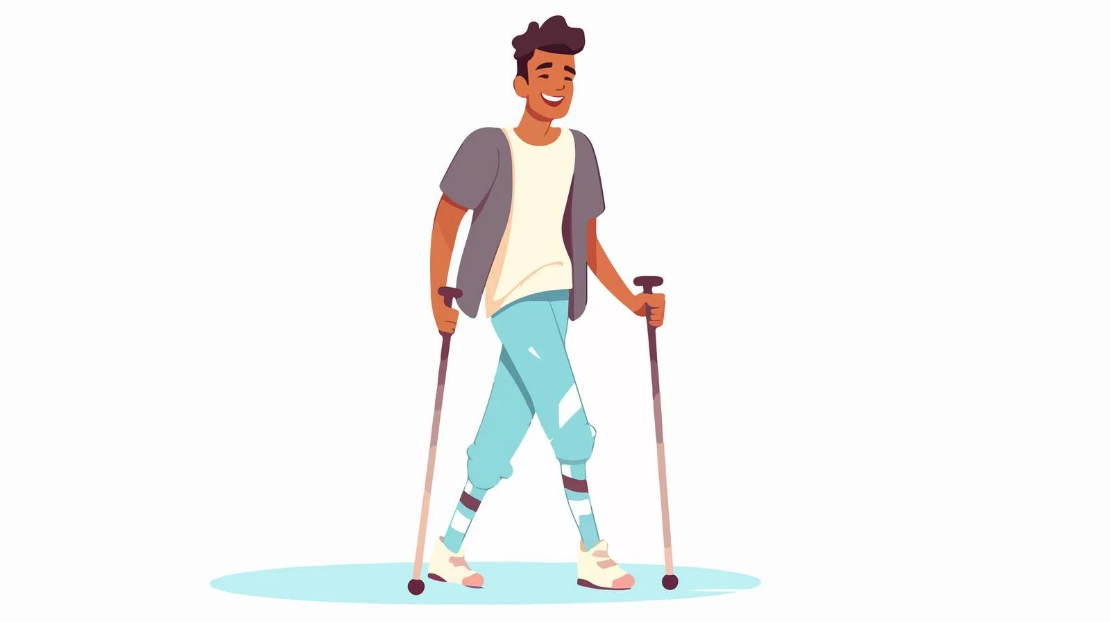 Resilient smiler: One-legged individual stands joyfully — free download from Dotvec