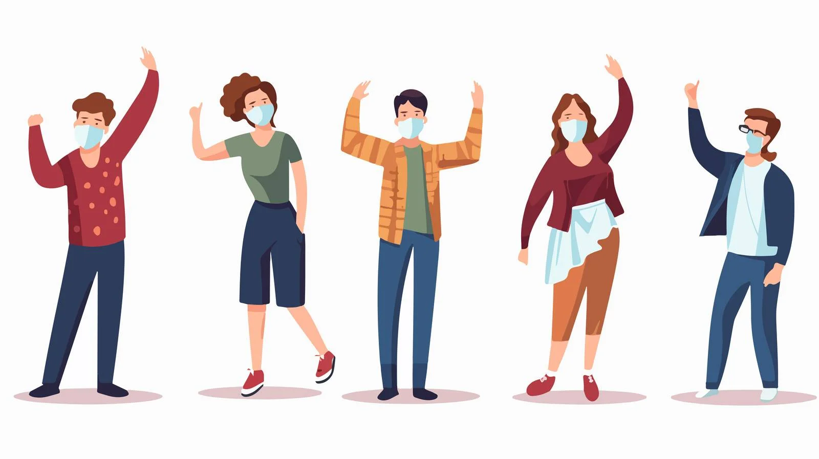 Happy individuals without masks on white background — free download from Dotvec