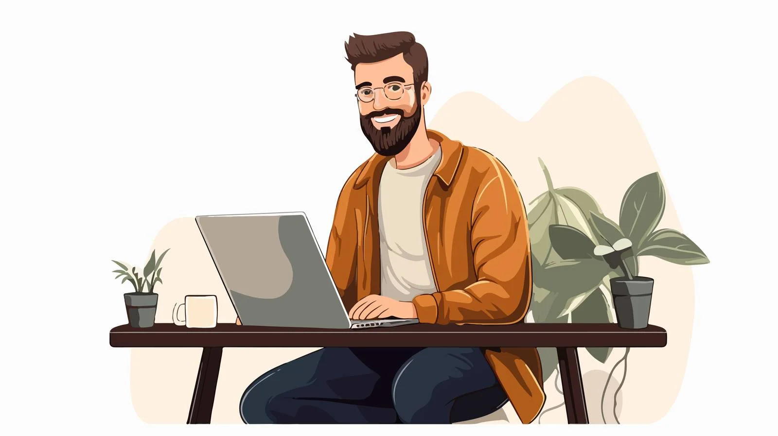 Happy Developer or Entrepreneur at Work — free download from Dotvec