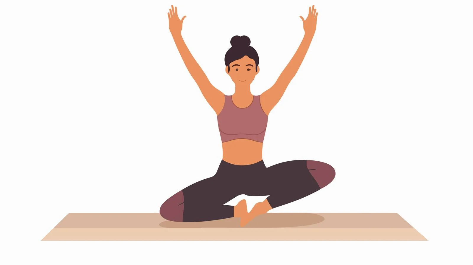 Joyful woman practicing mat workout on floor — free download from Dotvec