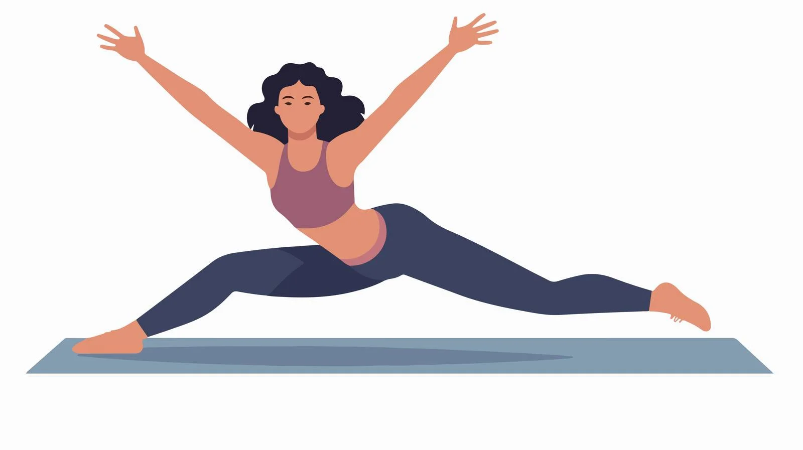 Cheerful woman practicing stretches on yoga mat — free download from Dotvec