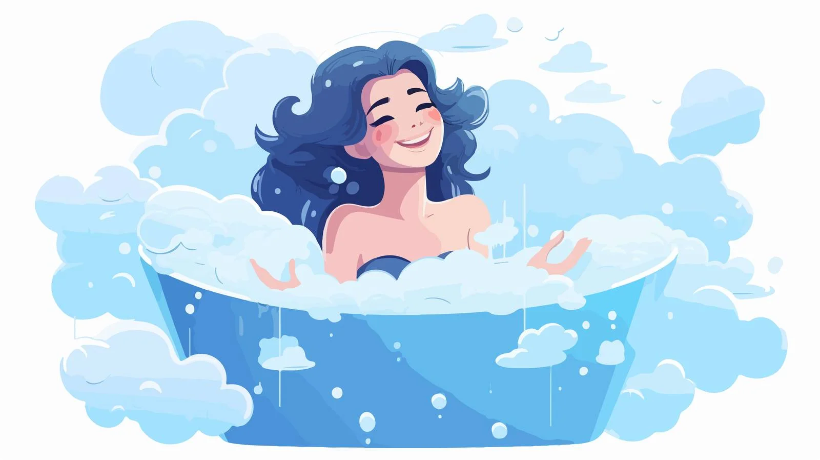 Blissful woman enjoying bath filled with foam — free download from Dotvec