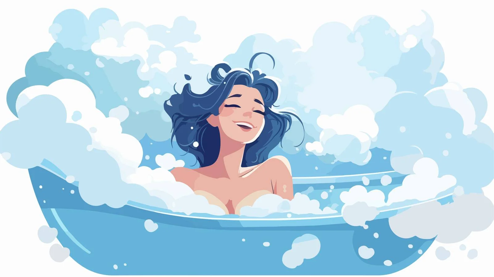 Blissful woman in soap-filled bathtub — free download from Dotvec