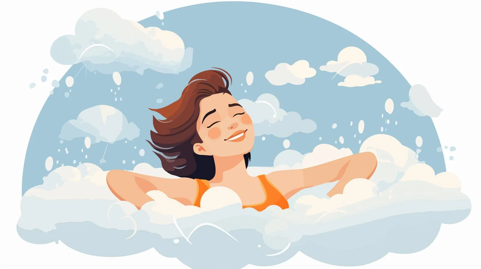 Joyful woman enjoying bubble bath indulgence — free download from Dotvec