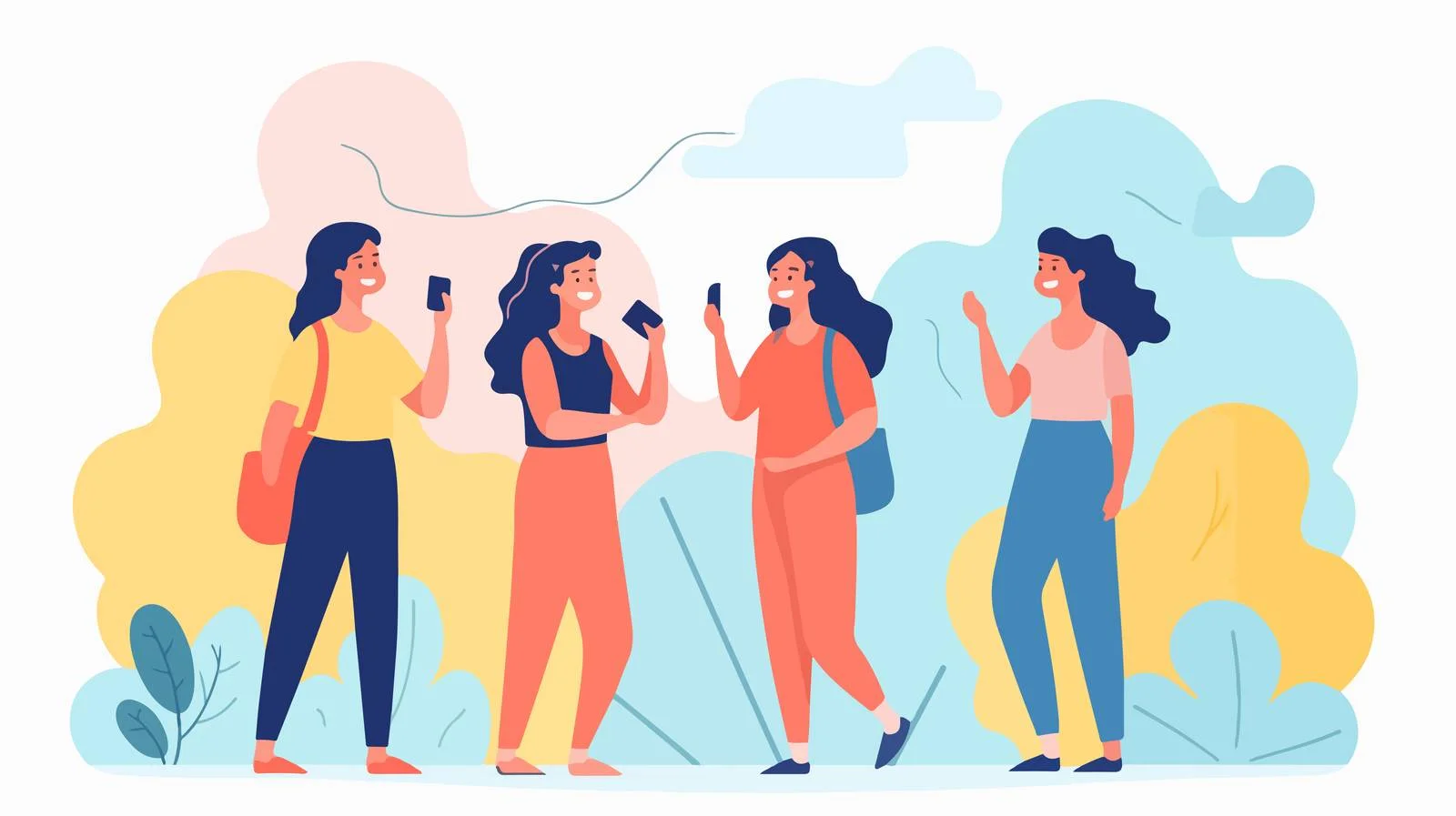 Cheerful women conversing on phone happily — free download from Dotvec