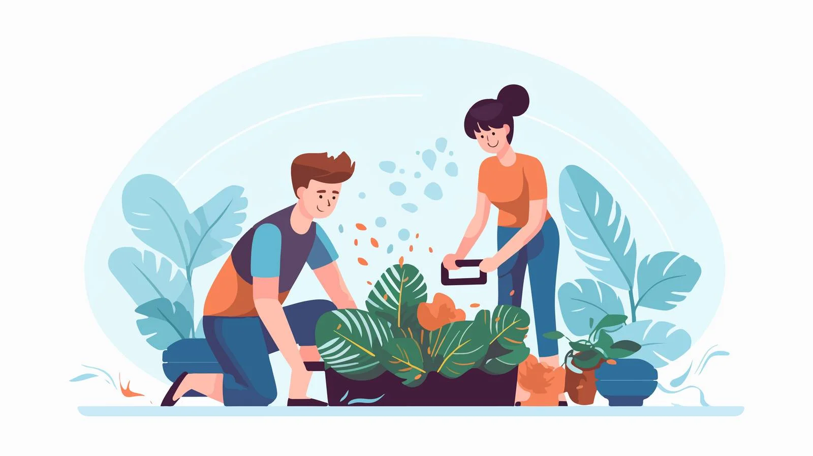 Cheerful couple cleaning home together happily — free download from Dotvec