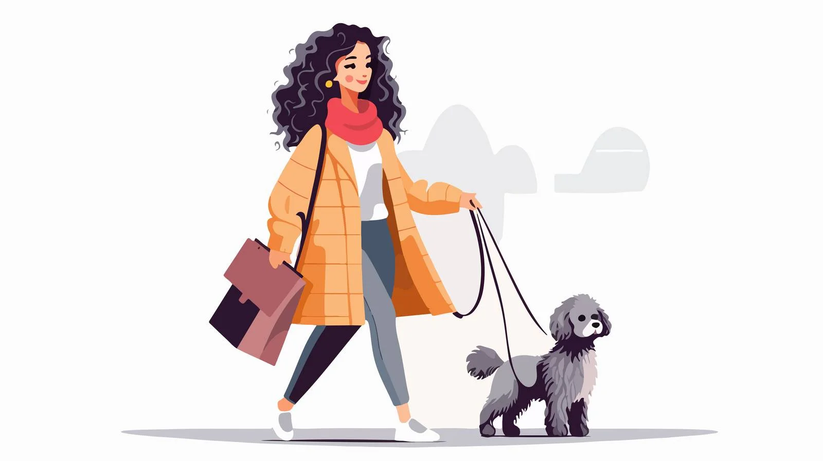 Chic Young Lady Striding in Stylish Coat — free download from Dotvec