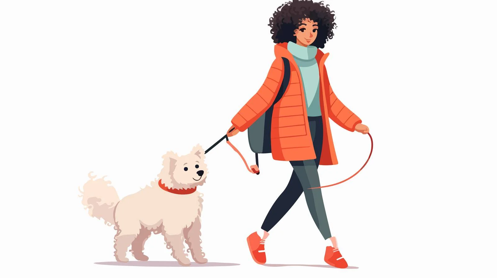 Cheerful young lady in chic outerwear stroll — free download from Dotvec