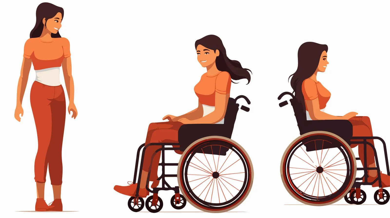 Cheerful young lady in wheelchair on white — free download from Dotvec