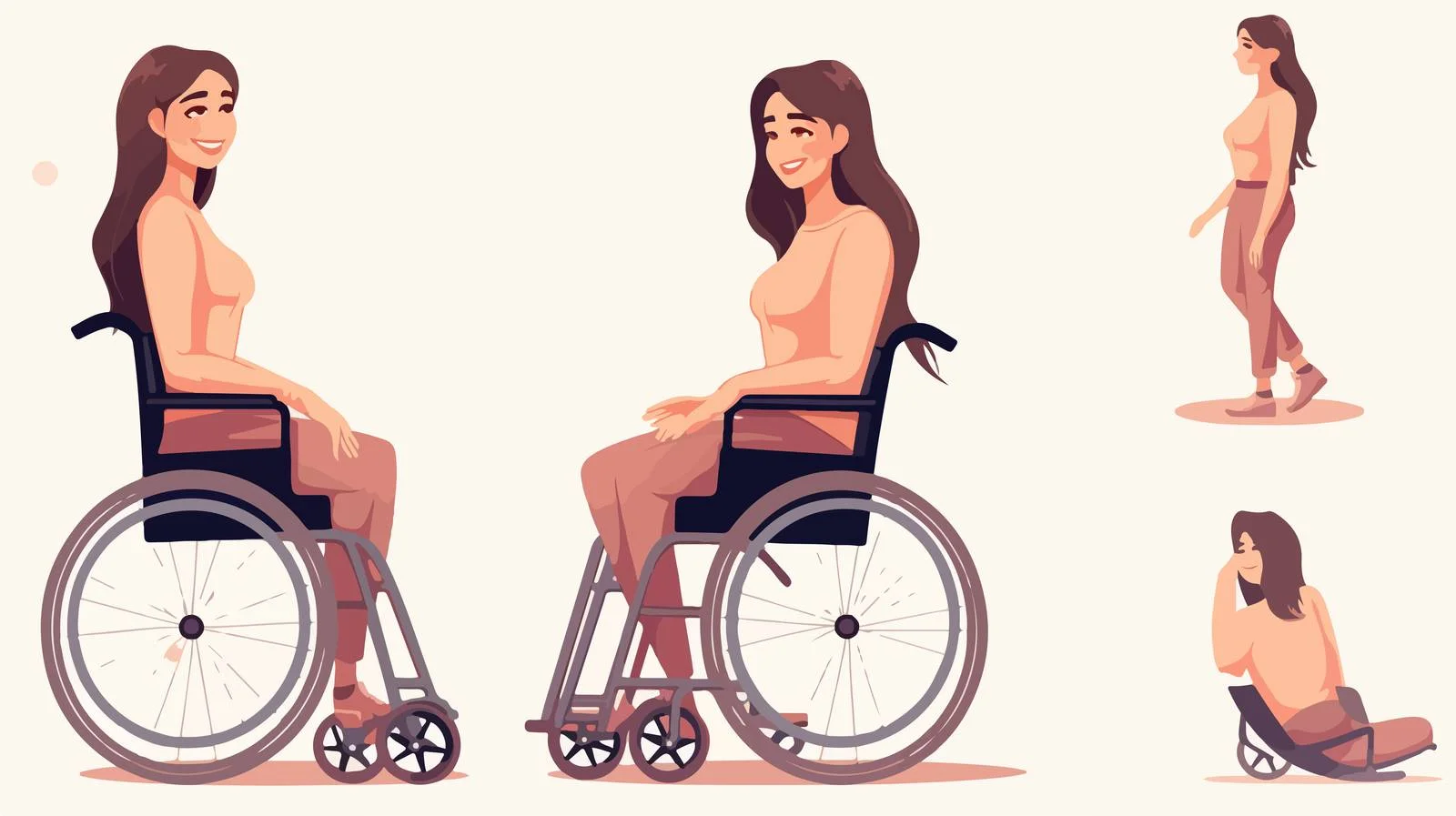 Radiant young woman in wheelchair, white background — free download from Dotvec
