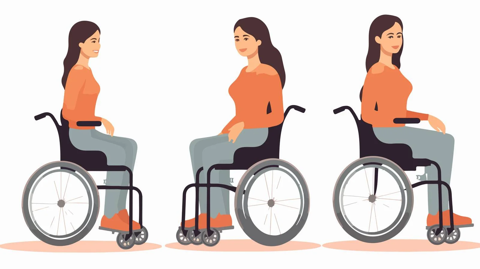 Cheerful woman in wheelchair on white — free download from Dotvec