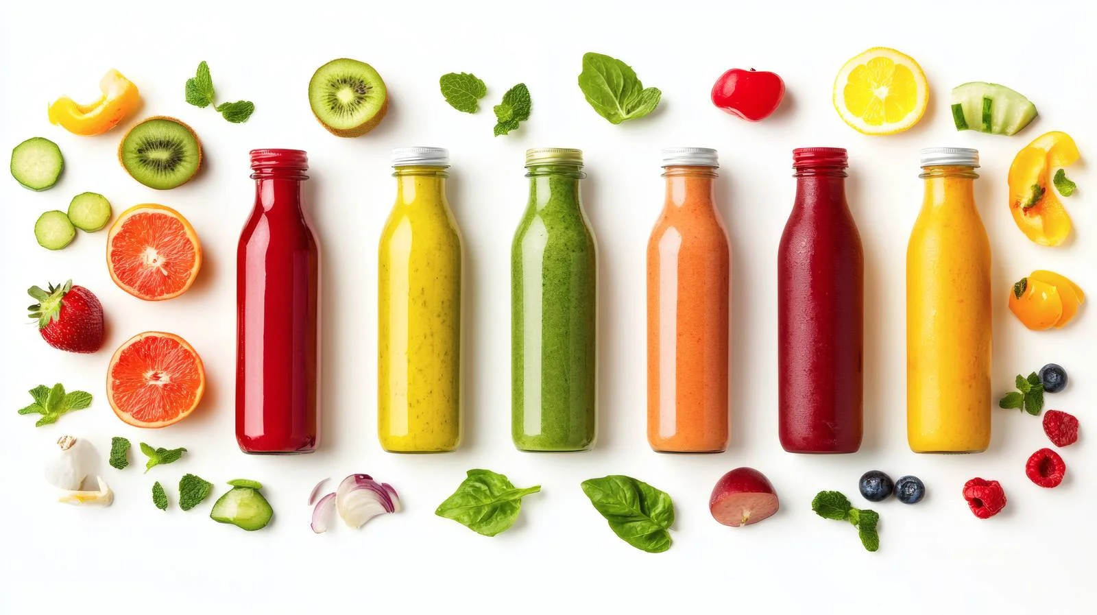 Nutritious Smoothies and Fresh Ingredients on White — free download from Dotvec