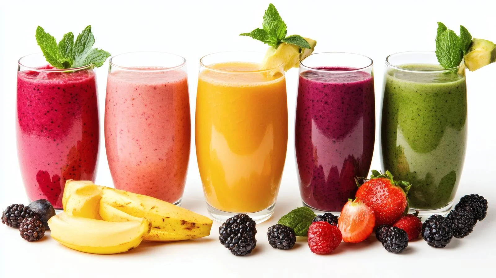 Vibrant Smoothies and Ingredients on White — free download from Dotvec