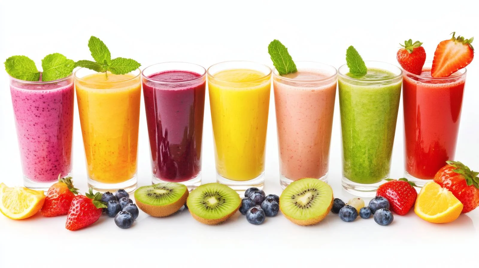 Fresh Smoothies and Ingredients on White — free download from Dotvec