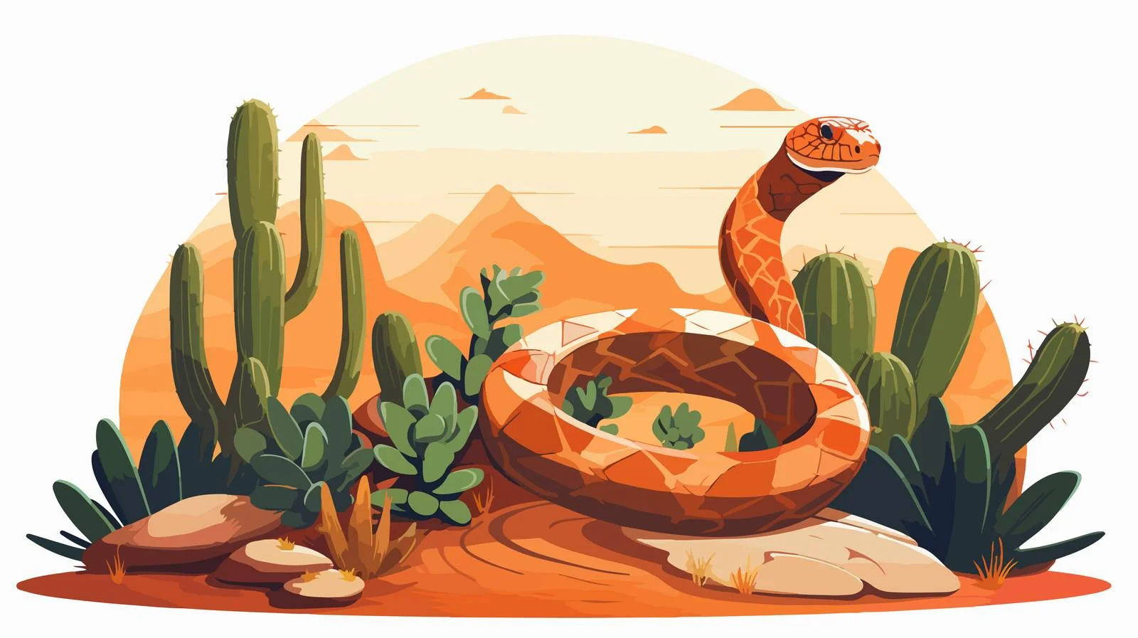 Desert Wildlife: Snake and Cactus — free download from Dotvec